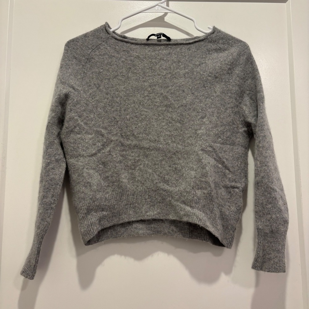 Quince Womens XS Gray 100% Cashmere Boat Neck Raglan Long Sleeve Sweater FA/22